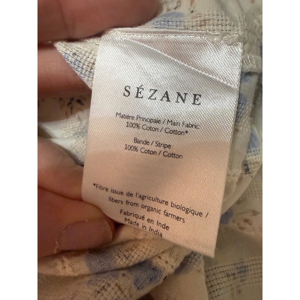 Sézane Floral Ruffle V Neck Blouse Size 36 US 4 Cottagecore Romantic - Picture 8 of 9